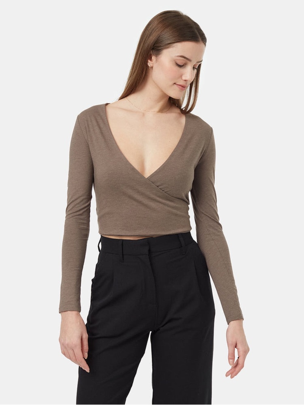 tentree TreeBlend Wrap Front Tie Cardigan Brown Size L